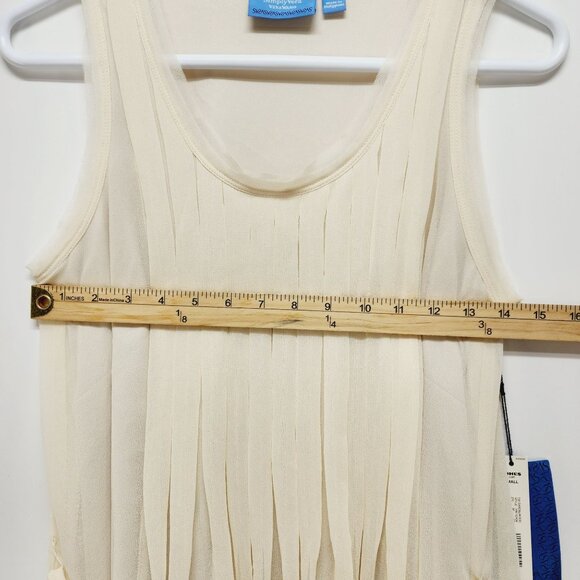 Simply Vera Vera Wang chiffon mid Dress Womens Sleeveless Pleated beige Size S - Picture 8 of 11